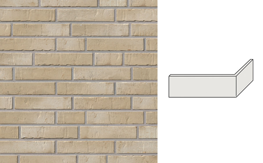 Клинкерная плитка угловая Stroeher Kontur EG 470 beige engobiert рельефная, 240*52*52*12 мм