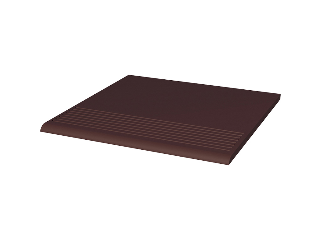 Клинкерная ступень с насечками Paradyz Natural, Brown, гладкая, 300*300*8,5 мм