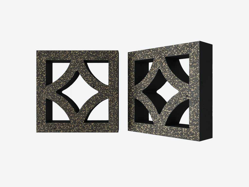 Декоративный бриз-блок Mesterra Кобого / Cobogo 0301, черный LUX, 250*250*50 мм