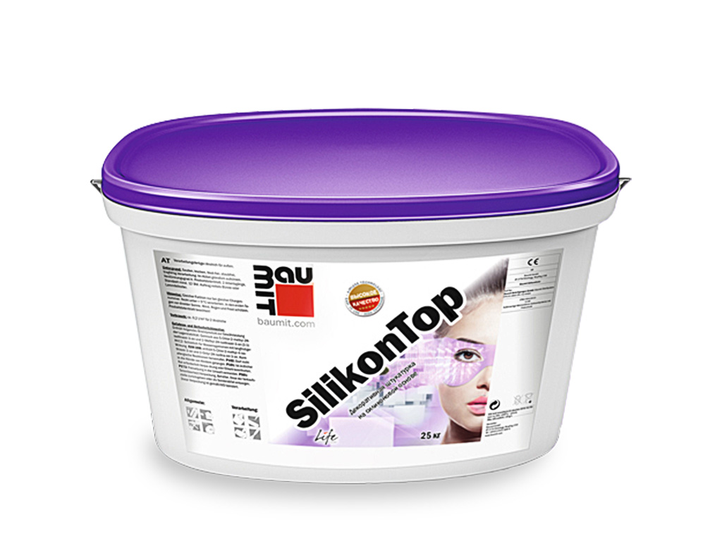 Силиконовая штукатурка Baumit SilikonTop, шуба 3 мм, база, 25 кг