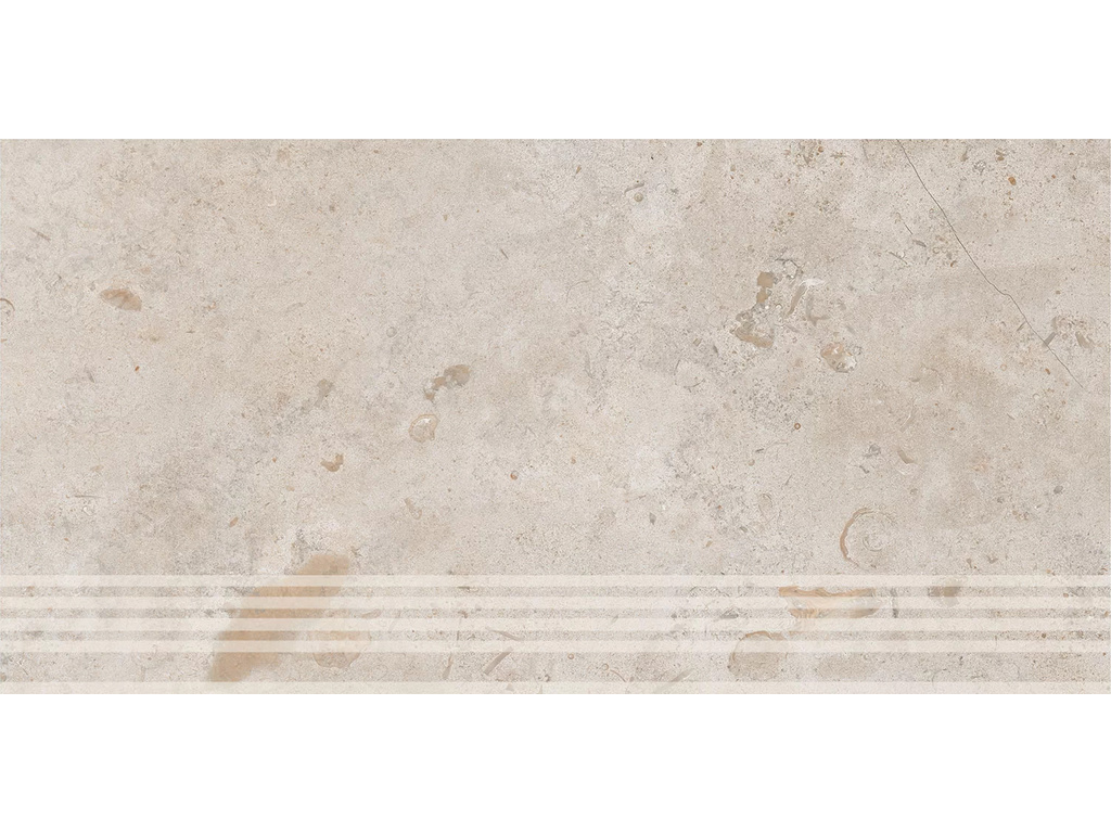 Ступень KERAMA MARAZZI Про Лаймстоун бежевый темный натуральный обрезная, 600*300*9 мм