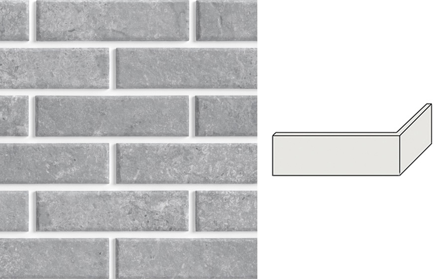 Термопанель угловая на пенополистироле (ППС) с клинкерной плиткой BestPoint Exclusive Cement Gray 243/365*456*40 мм