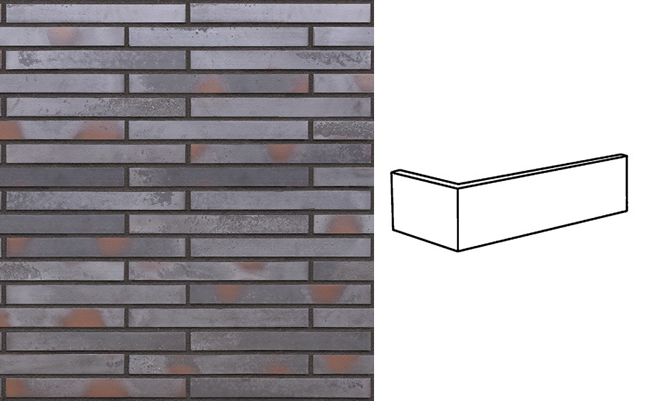 Клинкерная плитка угловая King Klinker KING SIZE LF06 Argon wall, 240*52*115*14 мм