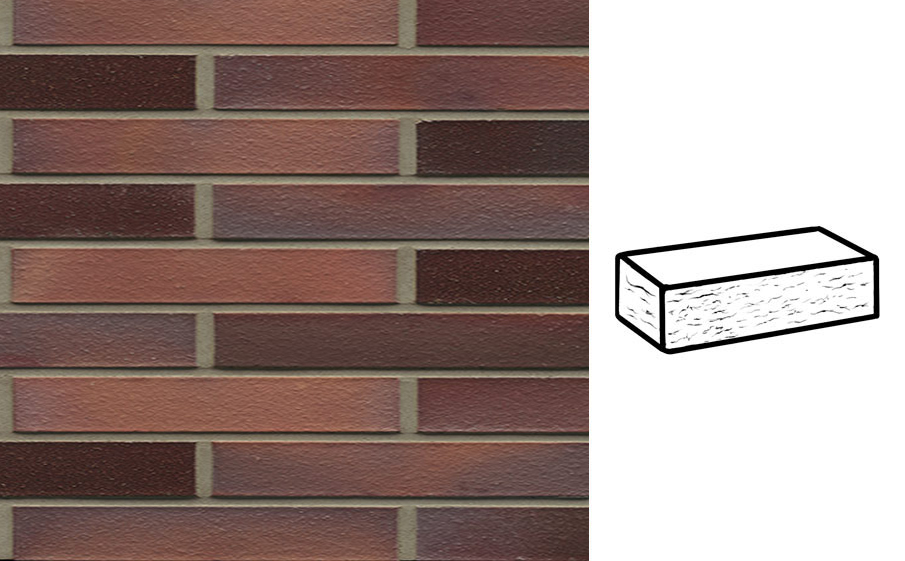 Кирпич клинкерный Muhr 04 Rotbraun-bunt рустик, 290*90*40 мм