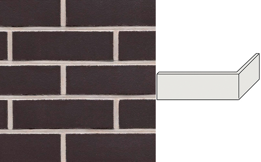 Клинкерная плитка угловая ручной формовки Feldhaus Klinker NF 9 W700 anthracit liso 240*71*115*9 мм