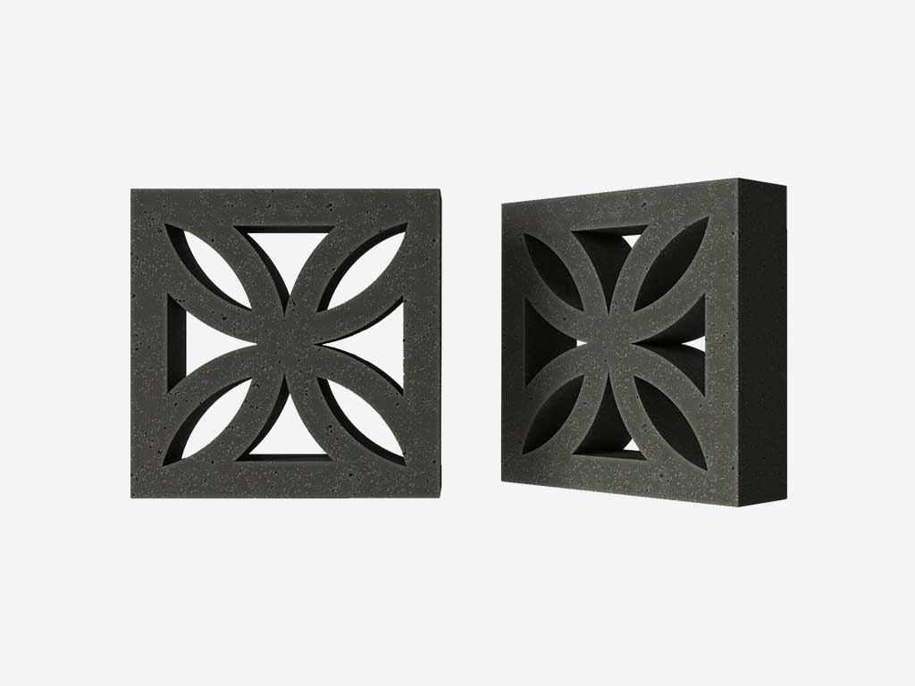 Декоративный бриз-блок Mesterra Кобого / Cobogo 0201, черный, 250*250*70 мм
