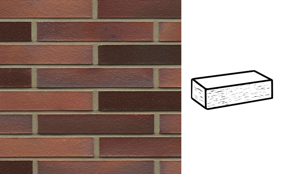 Кирпич клинкерный Muhr 04EG Rotbraun-bunt Edelglanz рустик, 240*90*40 мм