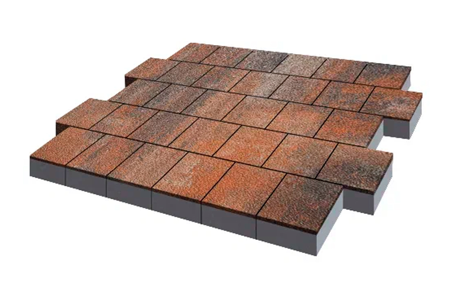 Плитка тротуарная SteinRus Валенсия Б.3.К.8 Native, ColorMix Рей, 300*300*80 мм