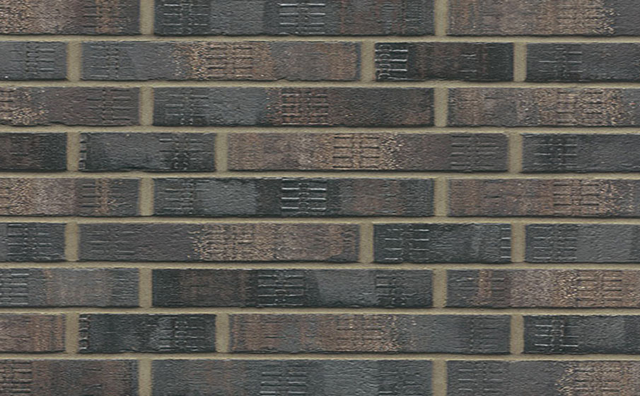 Кирпич клинкерный Westerwaelder Klinker Nr 15F Schwarz-bunt Edelglanz bes. Fuss., 290*60*40 мм