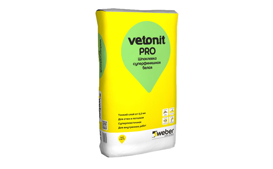 Шпаклевка суперфинишная weber.vetonit Pro белая, 25 кг