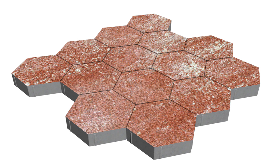 Плитка тротуарная SteinRus Гексаэдр Б.6(М).Ф.8, Native, Порто, 350*300*80 мм