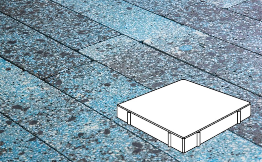 Плитка тротуарная Готика, Granite FINO, Квадрат Б.6.К.10, Азул Бахия, 600*600*100 мм