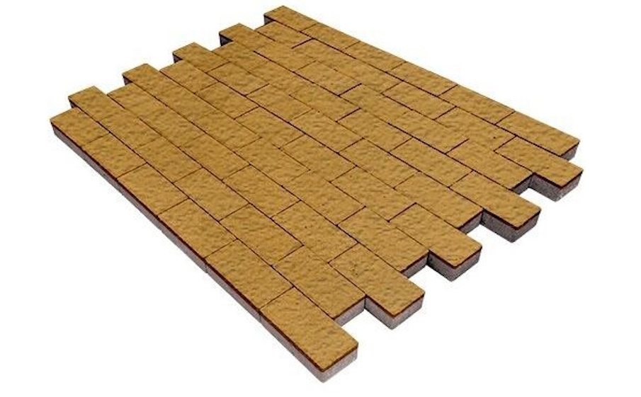 Плитка тротуарная SteinRus Прямоугольник В.6.П.8, Old-age, желтый, 200*100*80 мм
