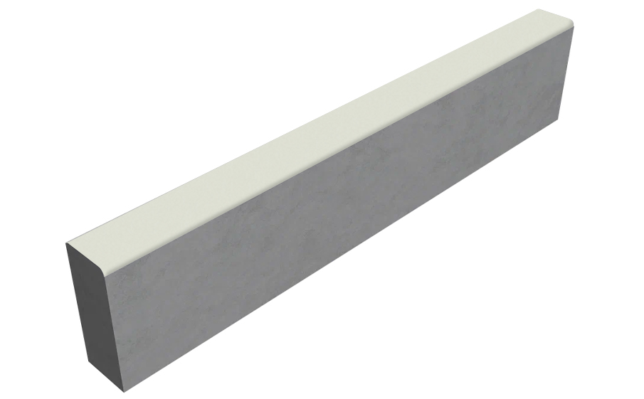 Садовый бордюр SteinRus БР 100.20.8R, гладкая, частичный прокрас, белый, 1000*200*80 мм