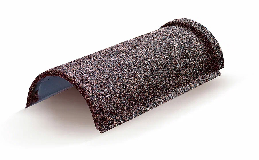 Композитная черепица коньковая полукруглая одинарная AeroDek Традиция цвет Серый валун (11)