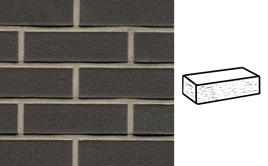 Кирпич клинкерный облицовочный 7-щелевой Muhr 05 Eisenschmelz Schwarzbraun рустик, 250*120*65 мм