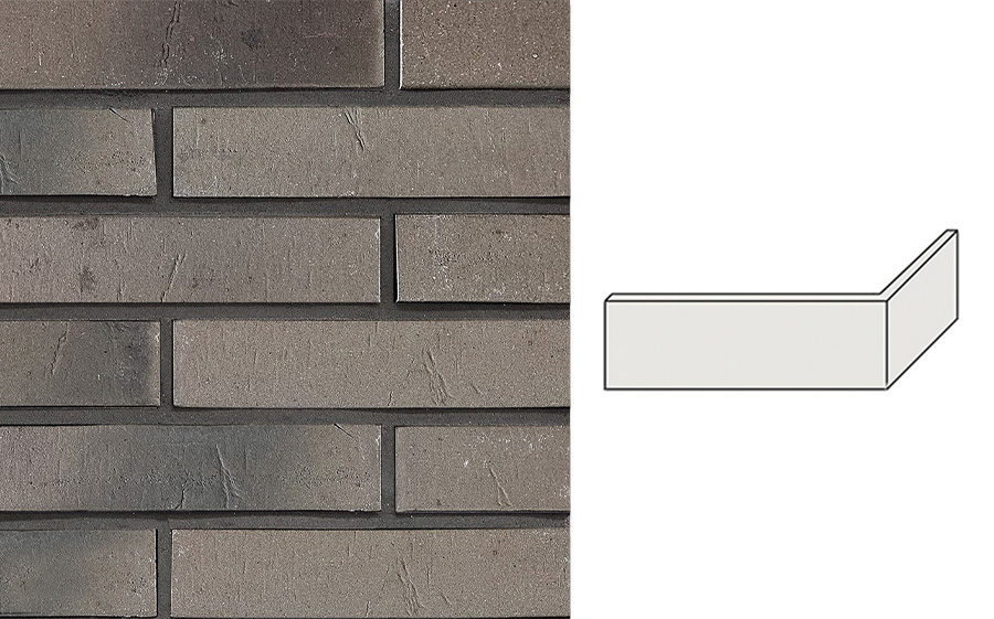 Клинкерная плитка угловая Uniceramix IRON UX18 Grey diamond, 50*168*52*12 мм