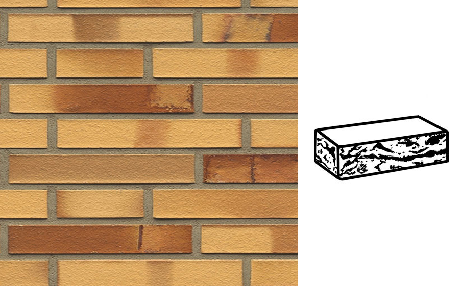 Кирпич клинкерный Muhr 01 S Niederlausitzer Gelb Spezial готик, 290*90*40 мм
