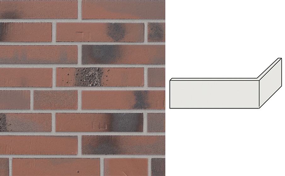 Клинкерная плитка угловая Stroeher Brickwerk, 654 flammenrot, 240*115*52*12 мм