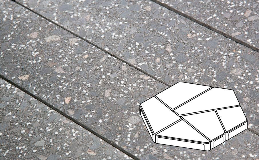 Плитка тротуарная Готика, Granite FINO, Полигональ Б.8.Фсм.8, Ильменит, 893*780*80 мм