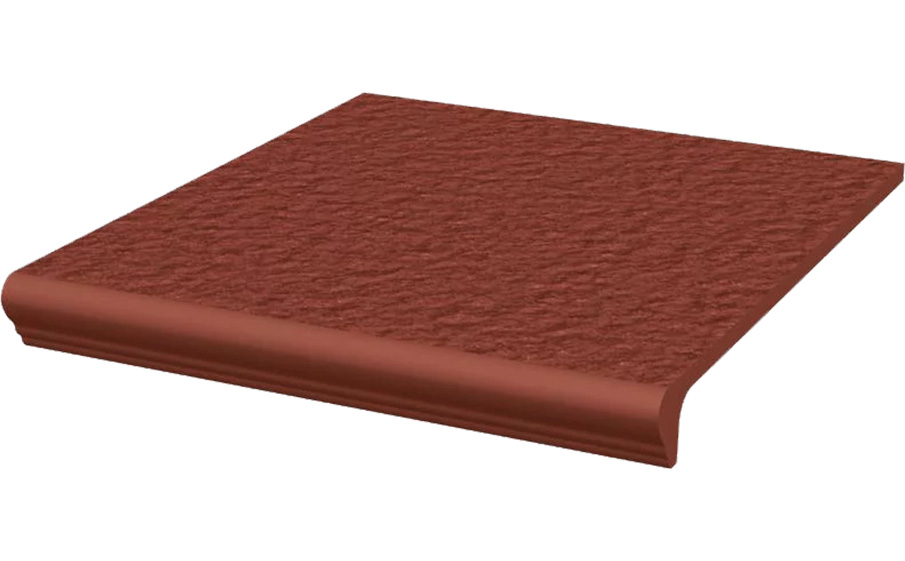 Клинкерная ступень с капиносом Paradyz Natural Rosa, структурная, 330*300*11 мм