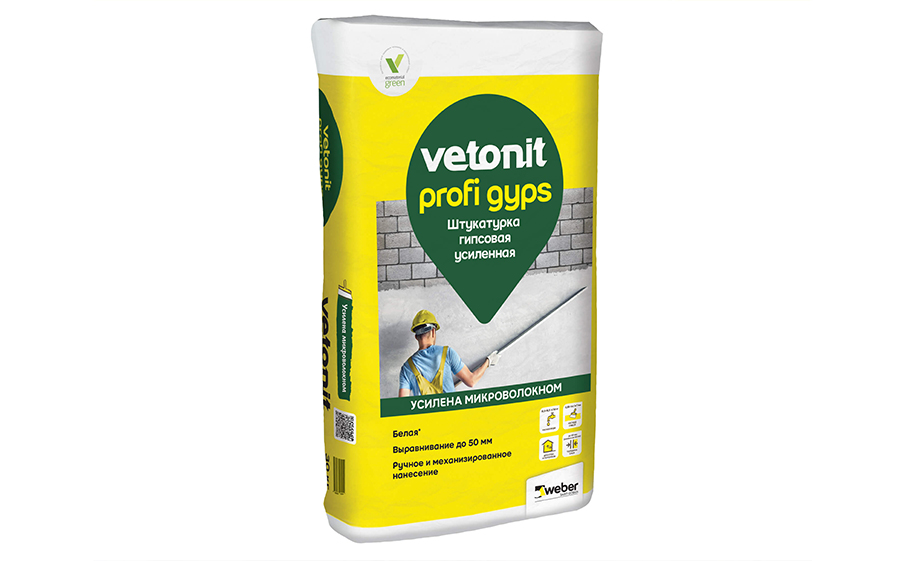 Штукатурка гипсовая vetonit profi gyps усиленная, 30 кг