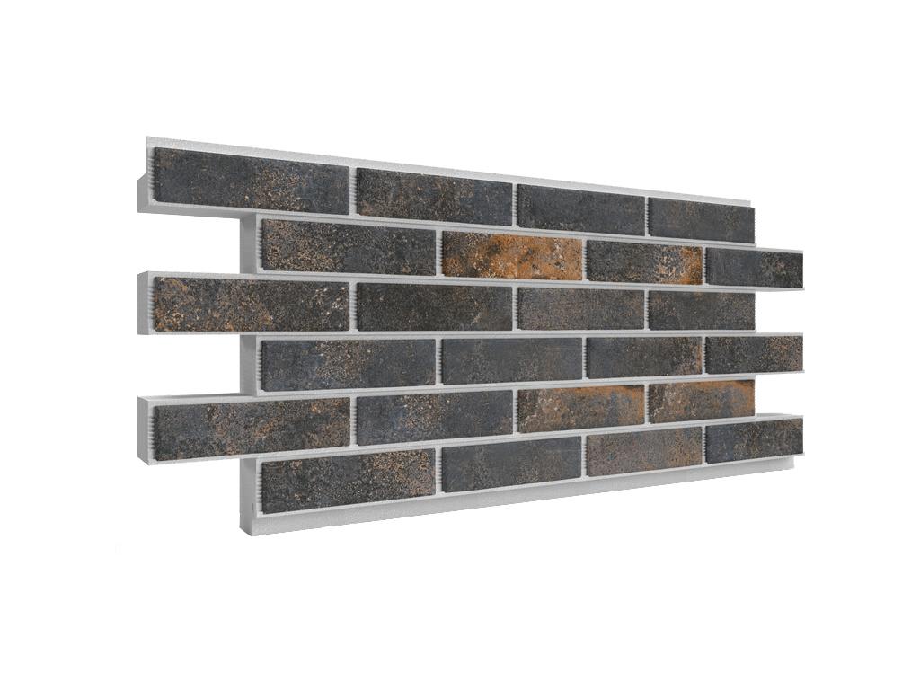 Термопанель ППС с клинкерной плиткой толщиной 8,5 мм BestPoint Exclusive Metal Dark 1145*470*100 мм
