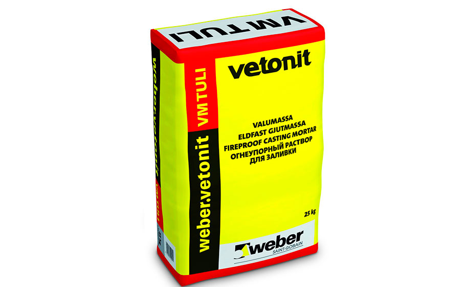 Огнеупорный раствор weber.vetonit VM Tuli для отливки топок, 25 кг