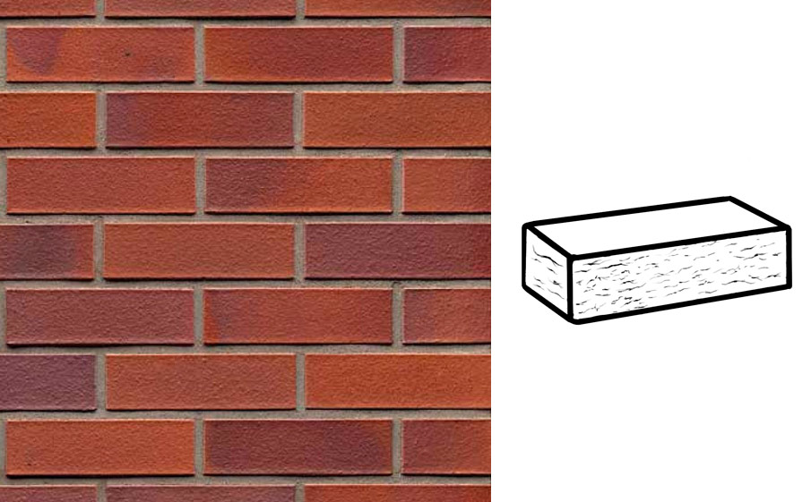 Кирпич клинкерный облицовочный 7-щелевой Muhr 04 Rotbraun-bunt рустик, 250*120*65 мм