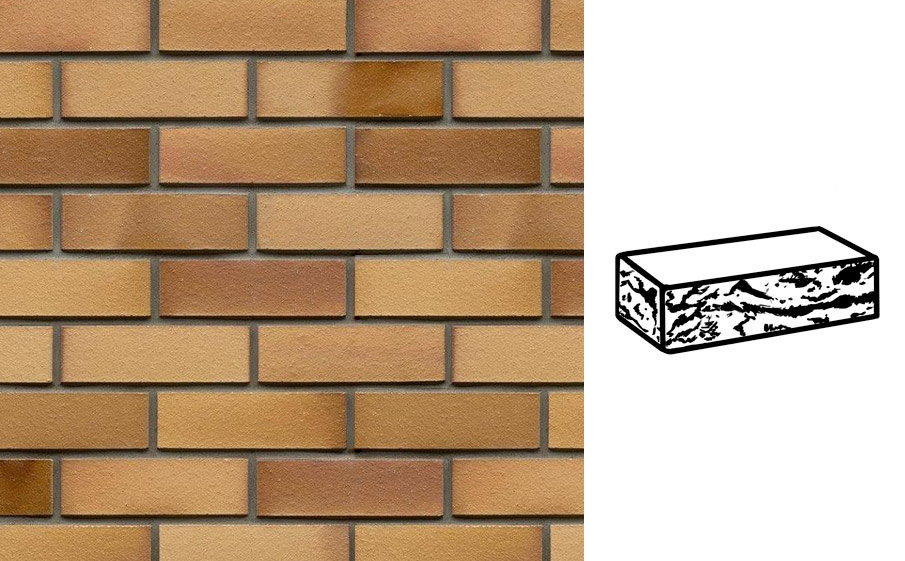Кирпич клинкерный Muhr 06 EG Hellbraun-bunt Edelglanz готик, 240*55*71 мм