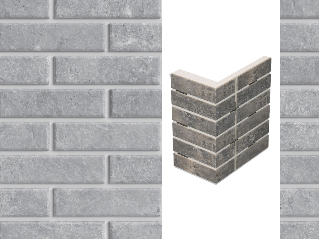 Термопанель для оконной перемычки ППС с клинкерной плиткой 12 мм BestPoint Exclusive Cement Gray, 235/385*470*80 мм