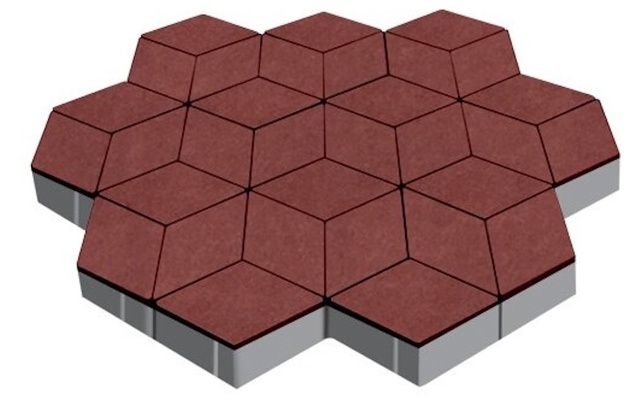 Плитка тротуарная SteinRus Полярная звезда Б.5.Ф.8, гладкая, винный, 250*150*60 мм