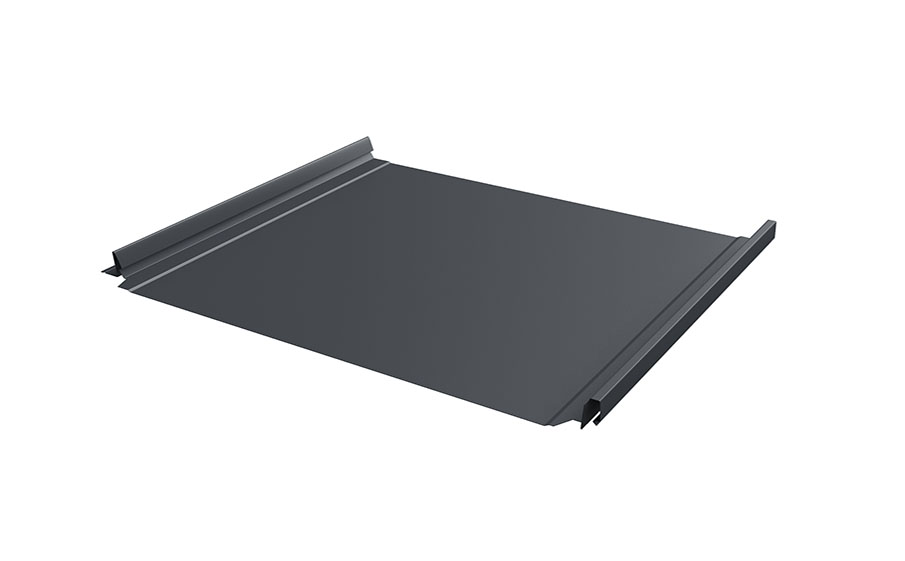 Фальцевая кровля Grand Line Кликфальц® Pro с пленкой на замках Grand Line PurPro Matt RAL 7024 мокрый асфальт