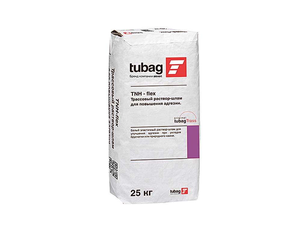 Трассовый раствор-шлам tubag TNH-flex для повышения адгезии природного камня, натуральный белый, 25 кг