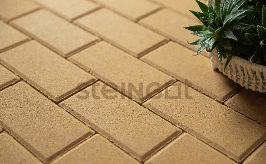 Плитка тротуарная Steingot Моноцвет, Прямоугольник, фаска 5*5, желтый, 200*100*60 мм