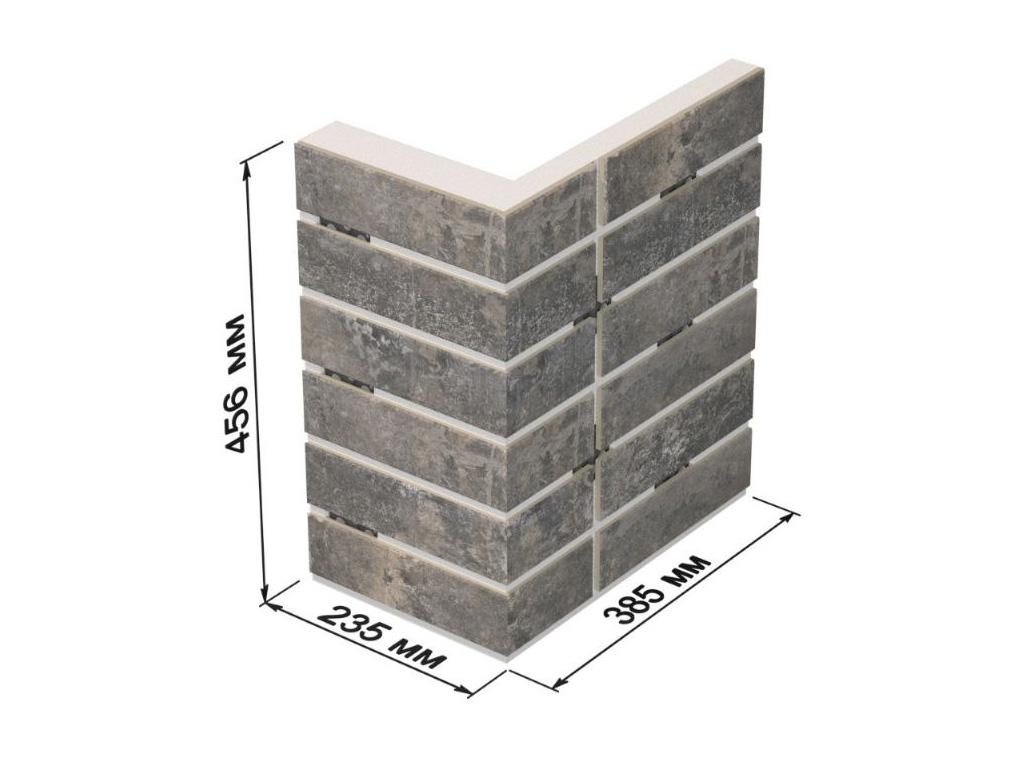 Термопанель для оконной перемычки ППС с клинкерной плиткой 12 мм BestPoint Classic Graphite, 235/385*470*80 мм