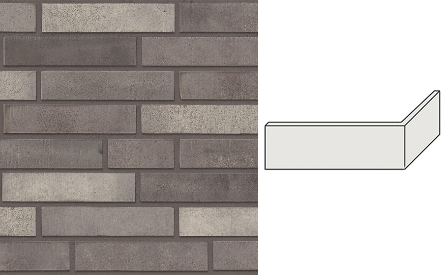 Клинкерная плитка угловая Stroeher Wasserbrand, 676 graumelange, 240*115*52*12 мм