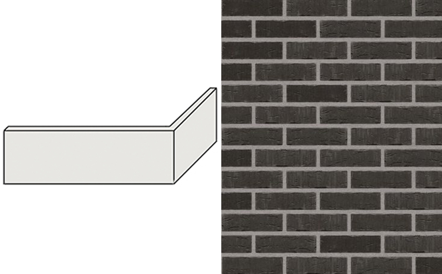 Клинкерная угловая плитка Feldhaus Klinker NF 14 W855 amena geo nero 240*71*115*14 мм