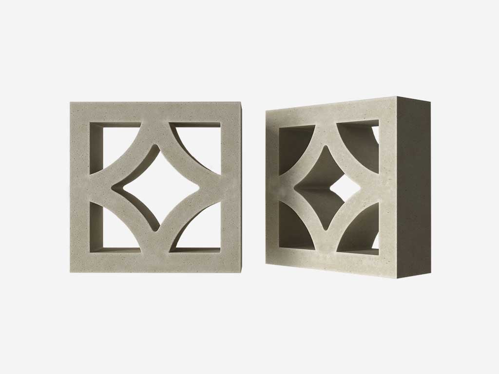 Декоративный бриз-блок Mesterra Кобого / Cobogo 0301, под покраску, 250*250*90 мм