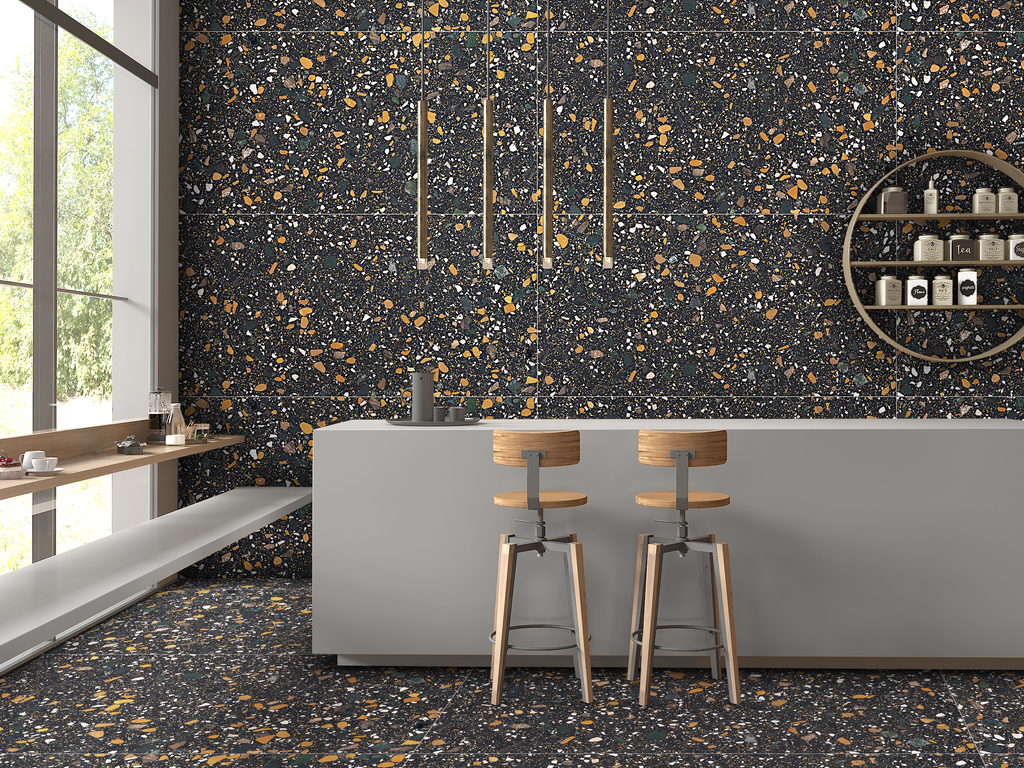 Керамогранит ENNFACE Terrazzo Black Matt, 1600*800*9 мм