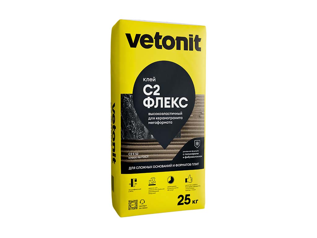 Высокоэластичный клей vetonit  с2 флекс, 25 кг