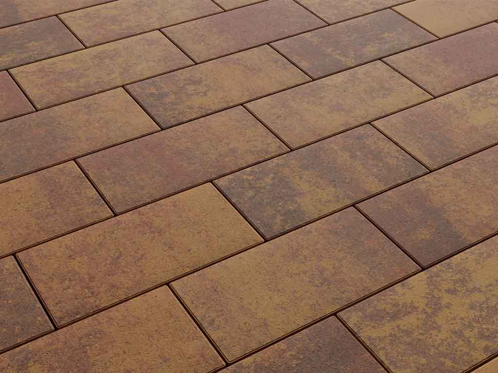 Плитка тротуарная Прямоугольник Б.10.П.8 листопад гладкий осень, 300*150*80 мм