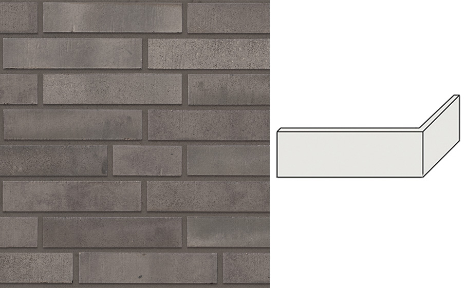 Клинкерная плитка угловая Stroeher Wasserbrand, 677 rauchgrau, 240*115*52*12 мм
