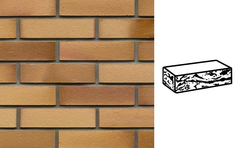 Кирпич клинкерный Muhr 06EG Hellbraun-bunt Edelglanz готик, 290*90*71 мм
