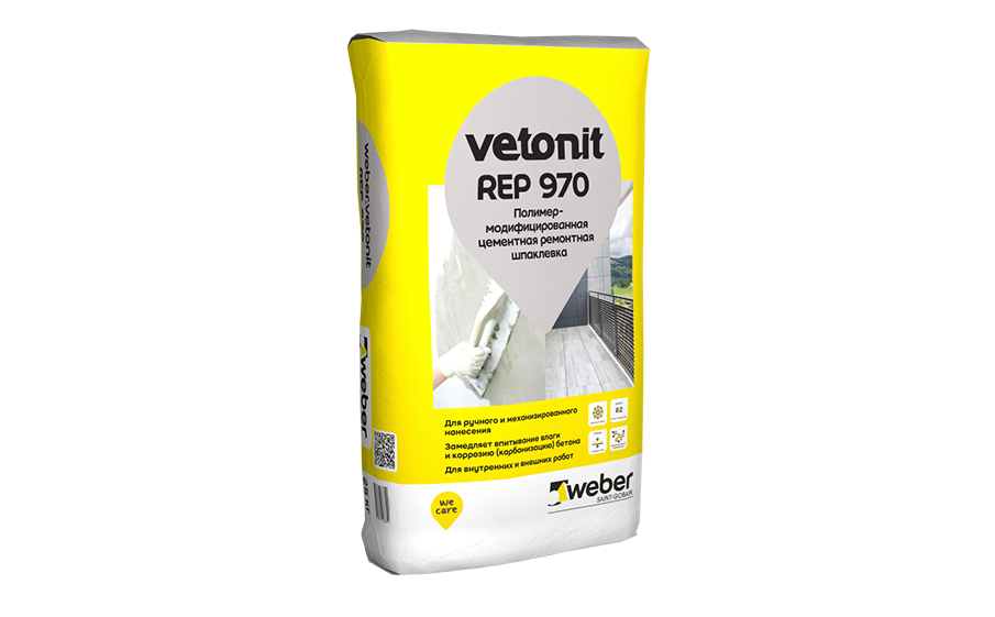 Шпаклевка цементная weber.vetonit REP 970 серый, 25 кг