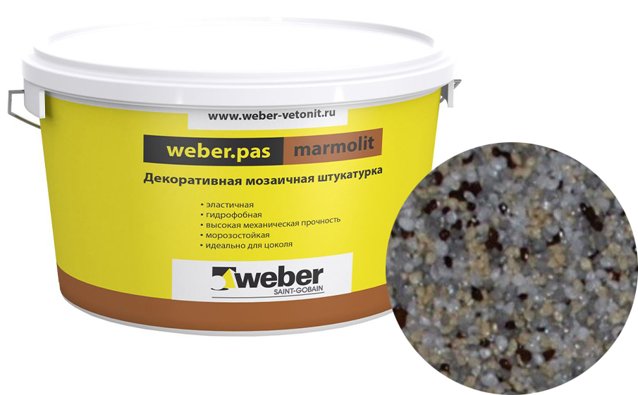 Декоративная мозаичная штукатурка weber.pas marmolit, k20, 25 кг