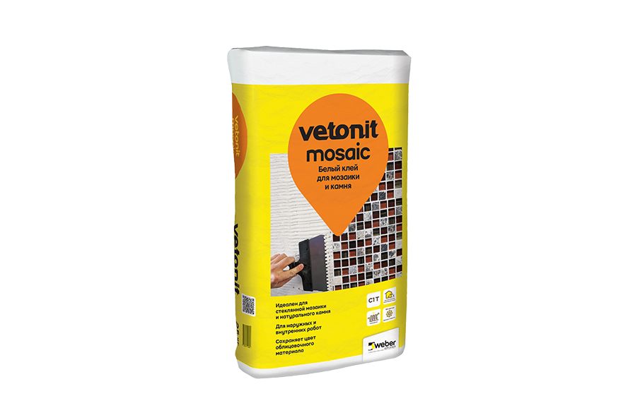Белый клей для мозаики и камня weber.vetonit mosaic, 25 кг