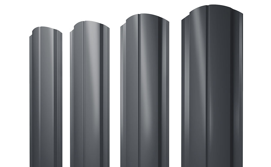 Штакетник Полукруглый Slim фигурный Drap RAL 7024 мокрый асфальт