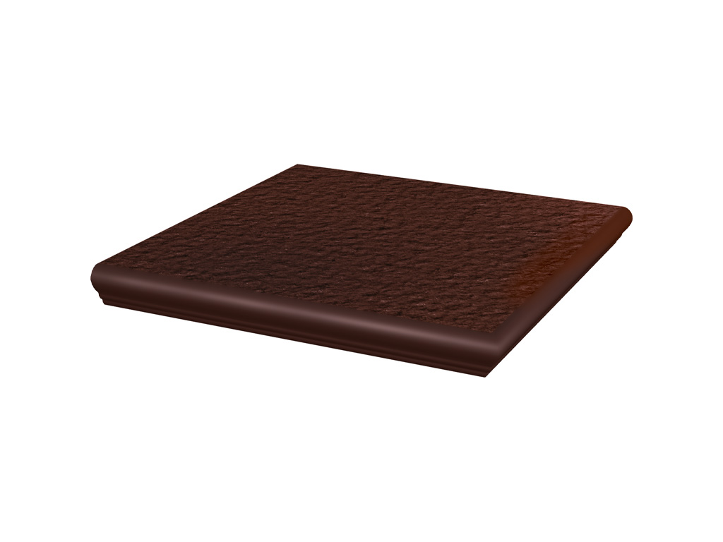 Клинкерная угловая ступень с капиносом Paradyz Cloud, Brown, 330*330*11 мм