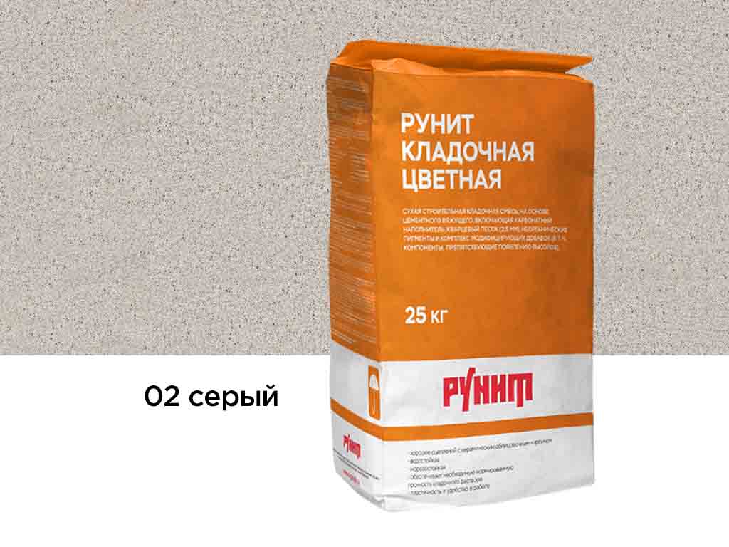 Цветная кладочная смесь Рунит R, серый 25 кг